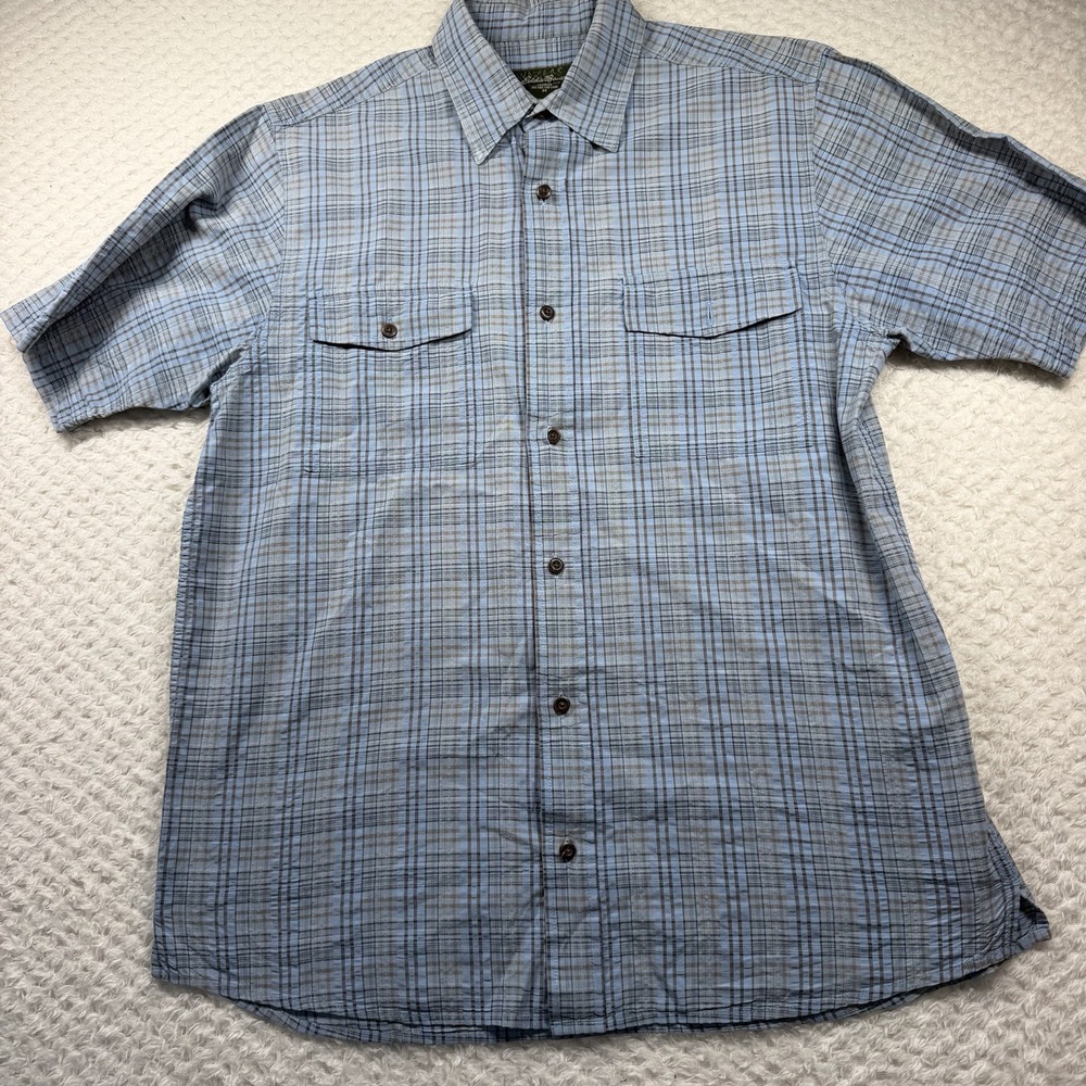Eddie Bauer Relaxed Fit Mens M Button Up Short Sleeve Shirt 100% Cotton Travel